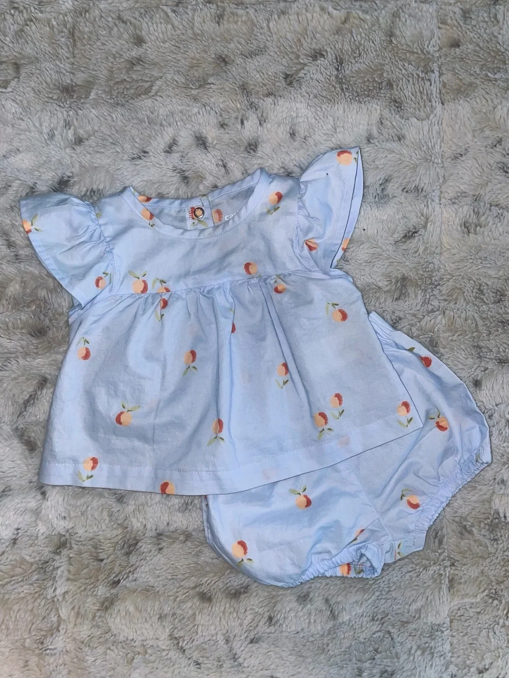 Caters Light Blue Peach Print Baby Top & Bloomers Set